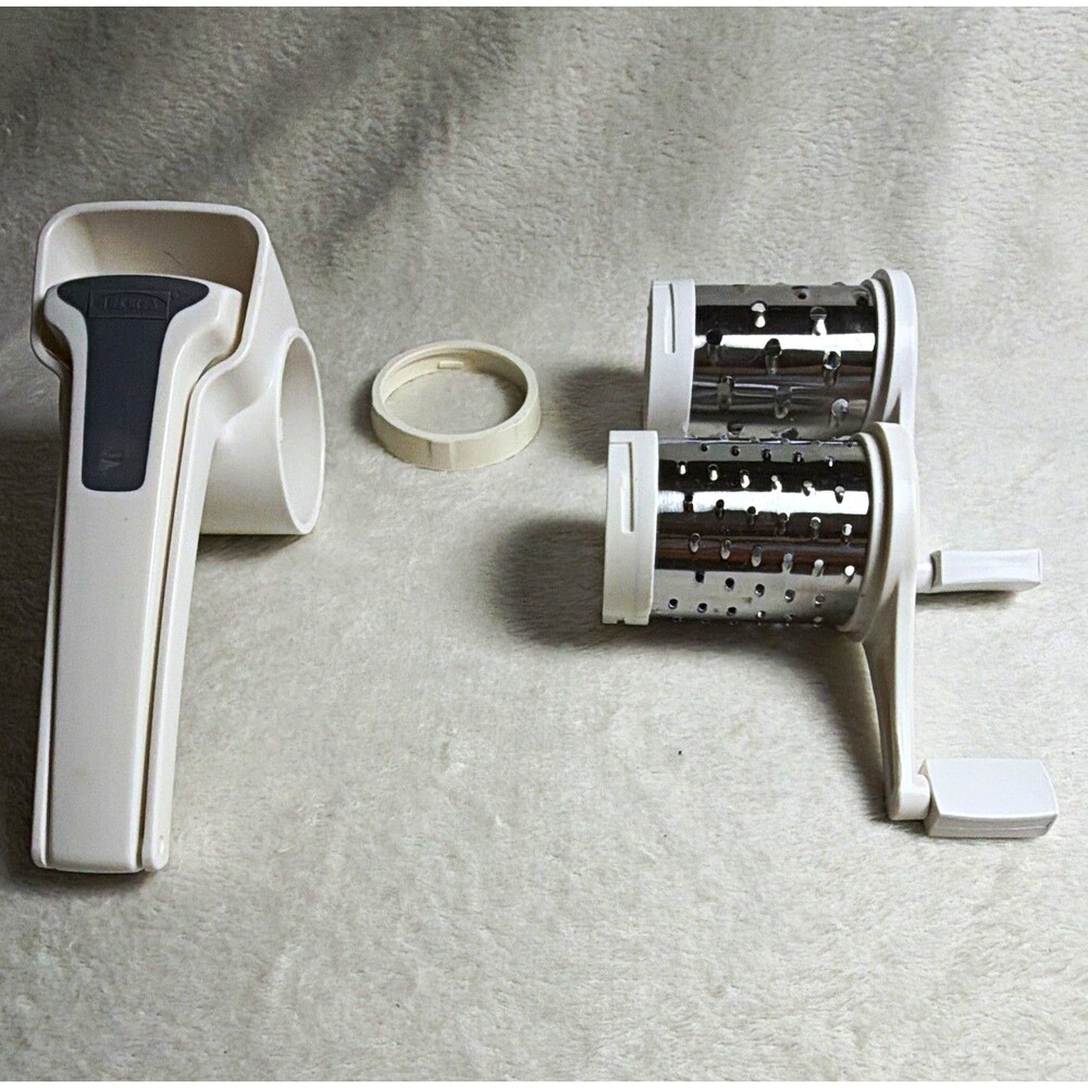 IKEA Manual Rotary Grater Set 2 Drums Coarse/Fine + Slicer Drum Base White